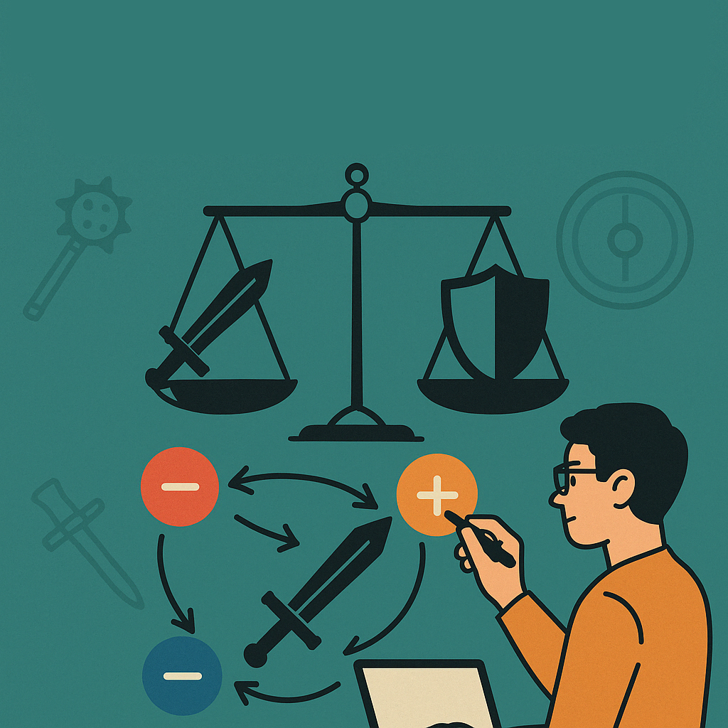 Schéma de conception du gameplay et des mécaniques de combat du jeu